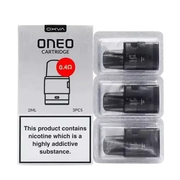 Pack of 3 OXVA ONEO pods 0.4Ω, compatible with the OXVA ONEO 40W Pod Vape Kit 1600mAh, featuring a 2ml refillable tank, side-fill design, and low-resistance coils for enhanced flavor and smooth restricted direct-to-lung (RDL) vaping